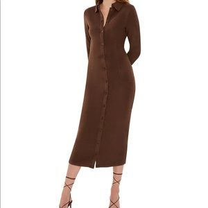Danielle Guizio collared button up sweater midi dress